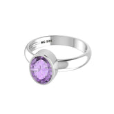 Natural Amethyst Rings for Women in Sterling Silver (Pack of 6, Prong-Set, Faceted)